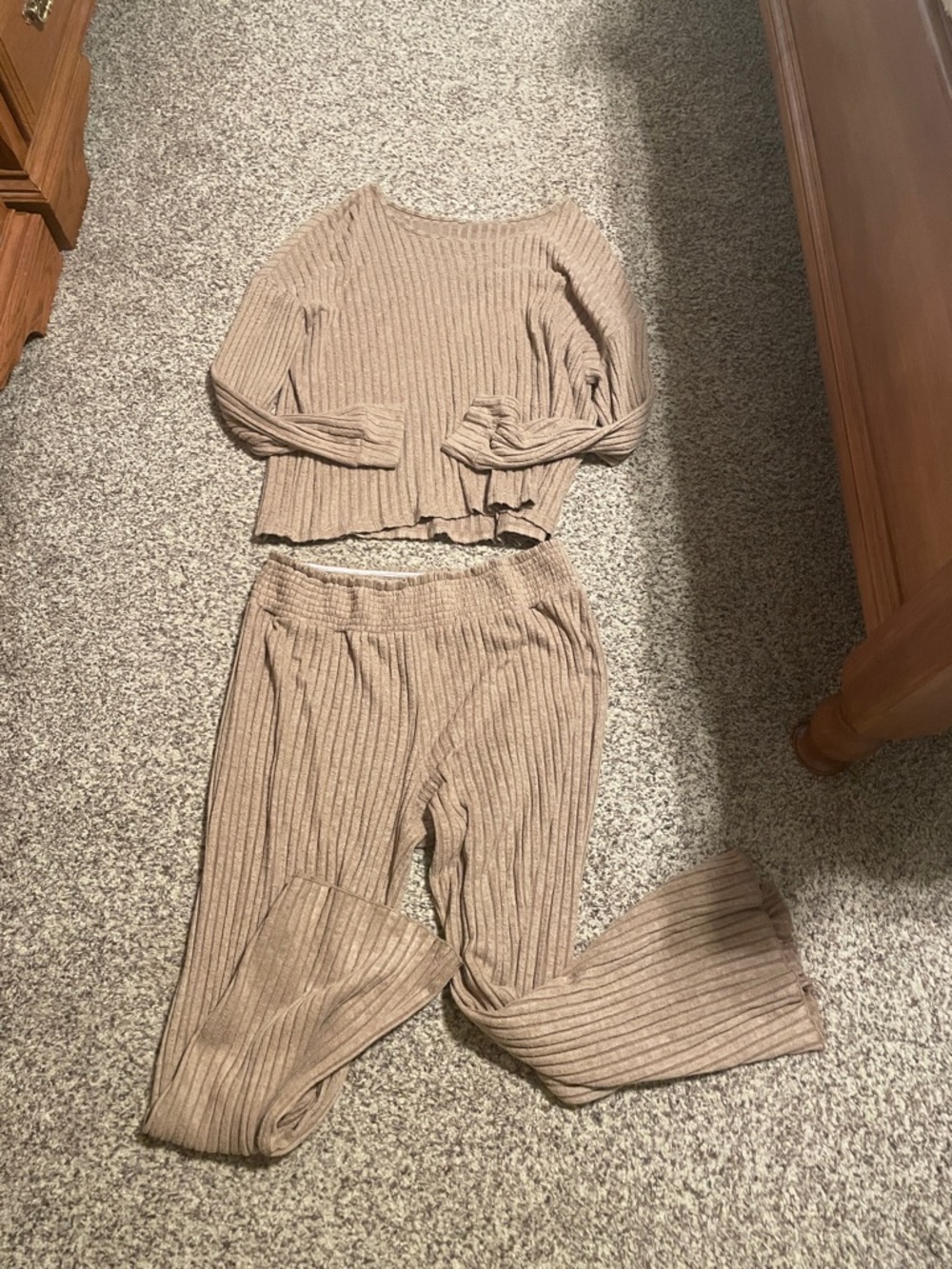 Ribbed Knit Set in Taupe